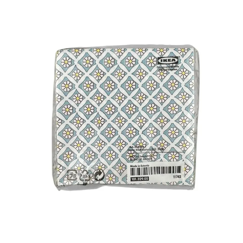 Limited Edition Retired IKEA Busig Paper Cocktail Napkins Lattice & Daisies 2008